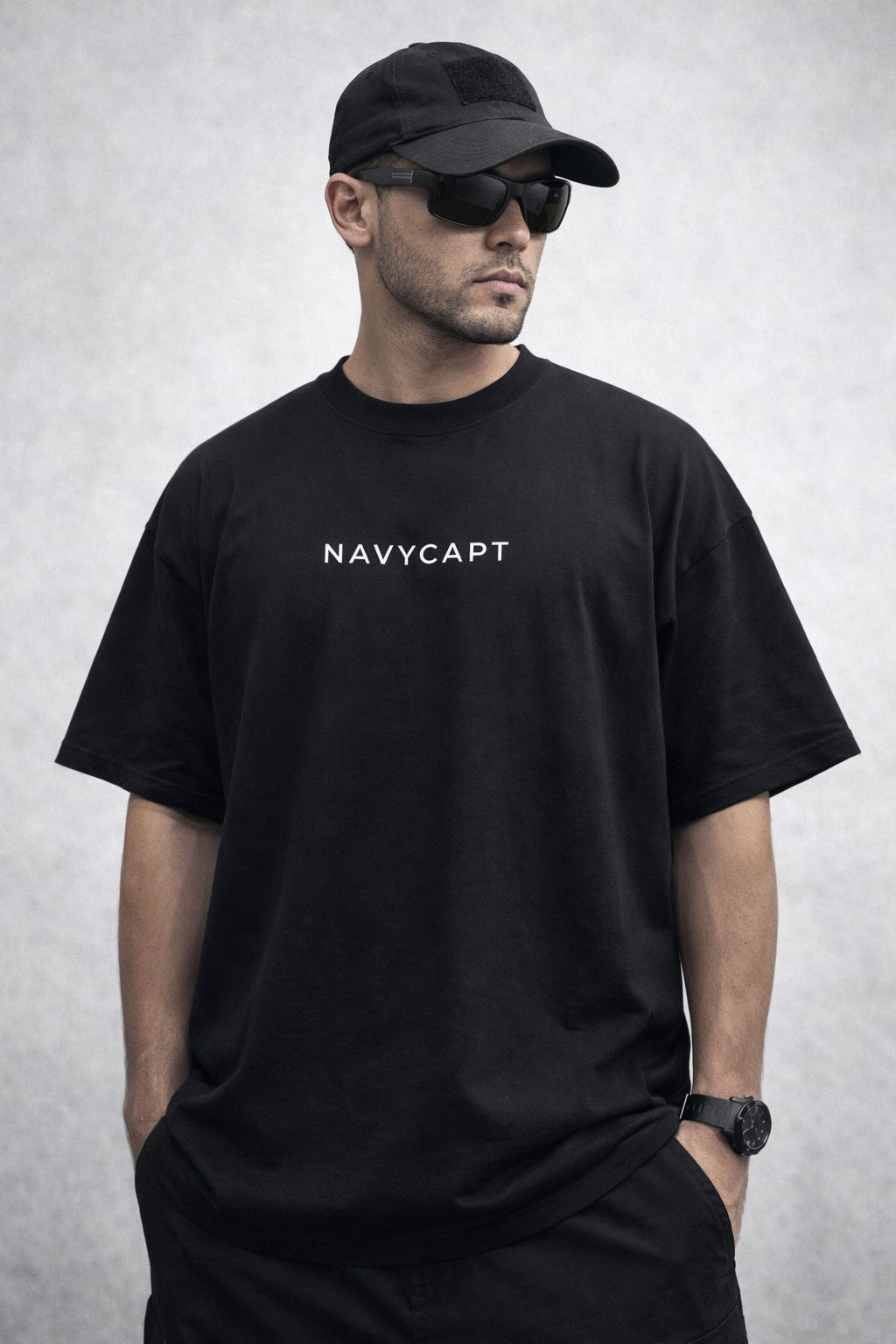 NAVYCAPT Oversized T-Shirt (Black) เสื้อยืดโอเวอร์ไซส์ สีดำ - Image 2